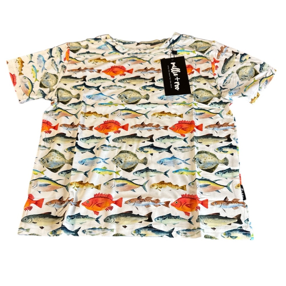 Millie + Roo Bamboo‎ Colorful Fish Print Bamboo T-Shirt, 5T